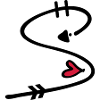 Letter S with arrow heart