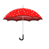 Roter Schirm mit Punkten