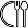 Löffel, Gabel und Teller