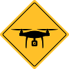 Warnschild mit Drohne