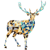 Yellow and blue deer