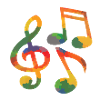 Farbige Musiknoten
