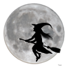 Fliegende Hexe vorm Mond