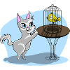Chat avec oiseau