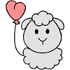 Sheep with heart balloon