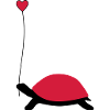 Turtle with heart balloon