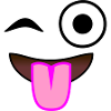 Cheeky, funny winking tongue-pointing face
