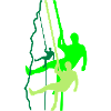 Climber rappelling