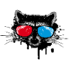 Raccoon with 3D glasses