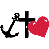 Rote Herzsilhouette glaube-liebe-Hoffnung