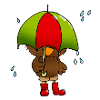 Eule im Regen mit Schirm