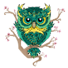 Hibou et fleurs de cerisier