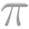 Pi (grau) mit 3,14159...