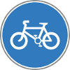 Road sign bicycle blue