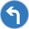 Road sign left turn blue