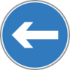 Road sign left arrow blue