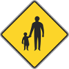 Road Sign man with child