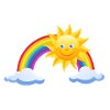 Sun, rainbow, clouds