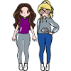 2 girls, purple blouse