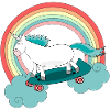 Unicorn with skateboard