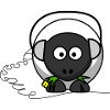 Funny sheep with headphones