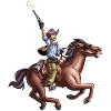 Comic Cowboy auf Pferd