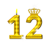 12 birthday - Crown - candle - gold