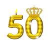 50 birthday - Crown - candle - gold