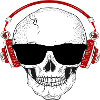 Totenkopf mit Kopfhörer