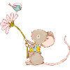 Mouse with flower and bird