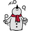 snowman juggling snowballs