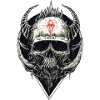 Skull with red symbol