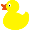 Funny little duck in yellow
