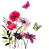 Fleurs et papillon