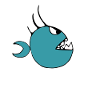 Piranha affamé dessin blanc
