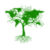 Baum mit Weltkarten grün