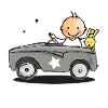 Baby in retro car