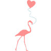 Flamingo avec ballon coeur