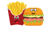 Fries och hamburgare Bästa vänner för alltid