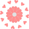 pink flower with hearts