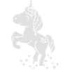 Stehendes Einhorn mit Glitzersternen