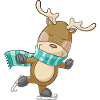 Cute comic reindeer skating