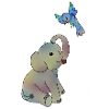 Elefant und blauer Vogel