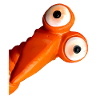 Grappige oranje vogel met grote ogen