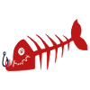 Freaky bad pirate fish skeleton. Red color