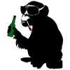 monkey with beer bottle