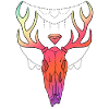 Deer antler skull lineart design