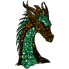 The green gold sparkling dragon