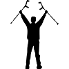 Mann mit Krücken