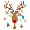 Elch mit Christbaumschmuck